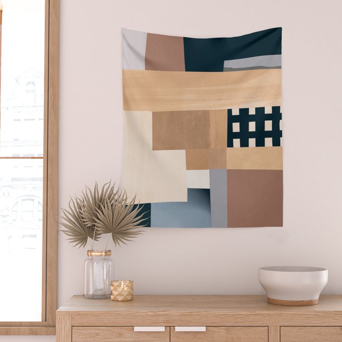 Modern Abstraction Mocha Mousse 3 Wall Tapestry Gallery Image 2