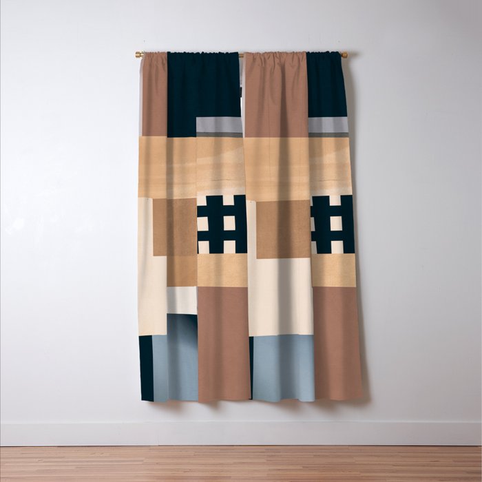 Modern Abstraction Mocha Mousse 3 Window Curtain Gallery Image 3