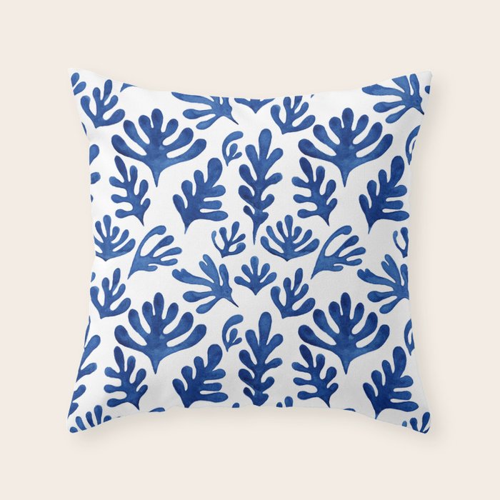 Matisse Blue Cut Outs Mid Century Modern Art Pattern Throw Pillow Gallery Image 1