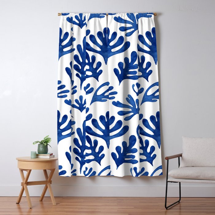 Matisse Blue Cut Outs Mid Century Modern Art Pattern Window Curtain Gallery Image 5