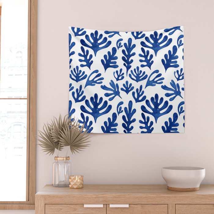 Matisse Blue Cut Outs Mid Century Modern Art Pattern Wall Tapestry Gallery Image 2