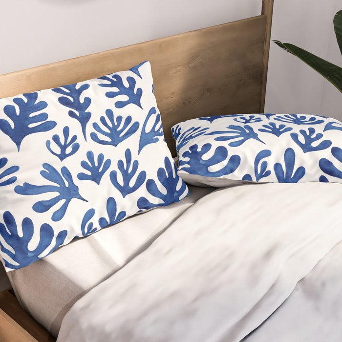 Matisse Blue Cut Outs Mid Century Modern Art Pattern Pillow Sham Gallery Image 2