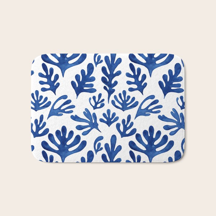 Matisse Blue Cut Outs Mid Century Modern Art Pattern Bath Mat Gallery Image 1