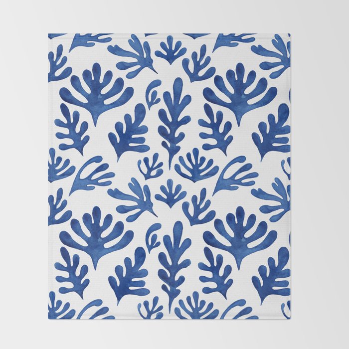 Matisse Blue Cut Outs Mid Century Modern Art Pattern Throw Blanket Gallery Image 2