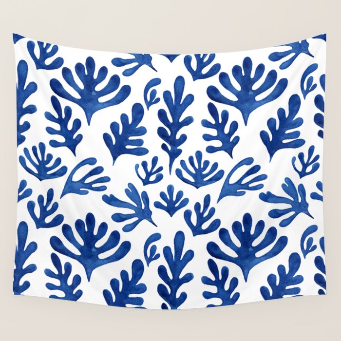 Matisse Blue Cut Outs Mid Century Modern Art Pattern Wall Tapestry Gallery Image 1