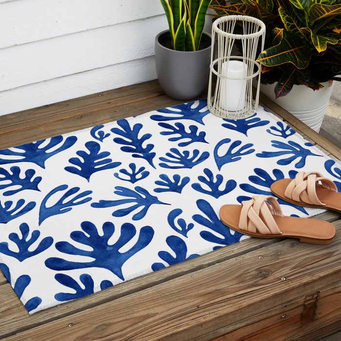 Matisse Blue Cut Outs Mid Century Modern Art Pattern Outdoor Rug Gallery Image 2