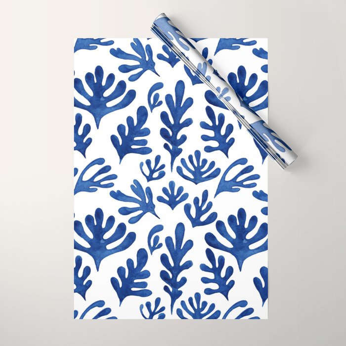Matisse Blue Cut Outs Mid Century Modern Art Pattern Wrapping Paper Gallery Image 1
