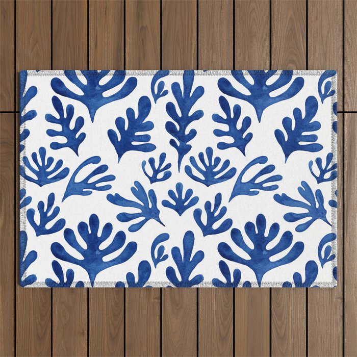 Matisse Blue Cut Outs Mid Century Modern Art Pattern Outdoor Rug Gallery Image 1