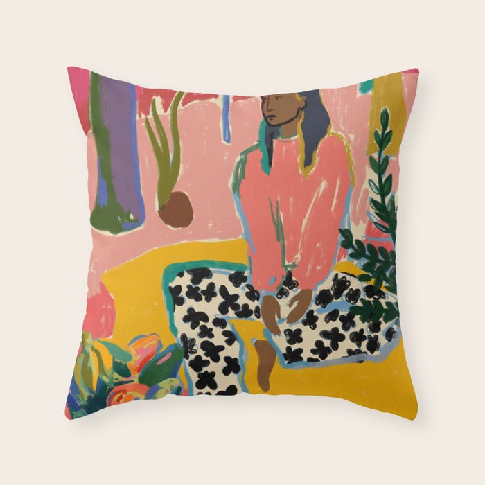 WOMAN WITH FRUIT Throw Pillow Gallery Image 6