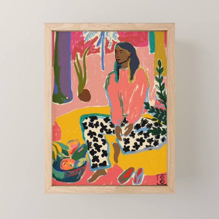 WOMAN WITH FRUIT Mini Art Print Gallery Image 1