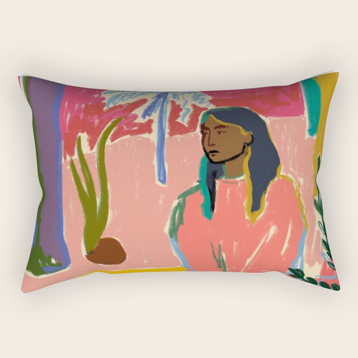 WOMAN WITH FRUIT Rectangular Pillow Gallery Image 2