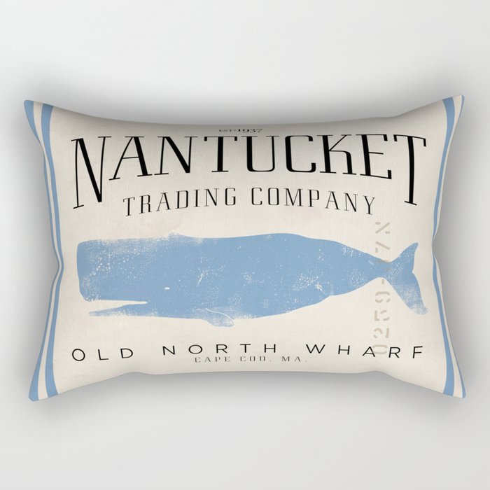 Nantucket whale nautical ocean wharf Massachusetts cottage beach house art Rectangular Pillow Gallery Image 1