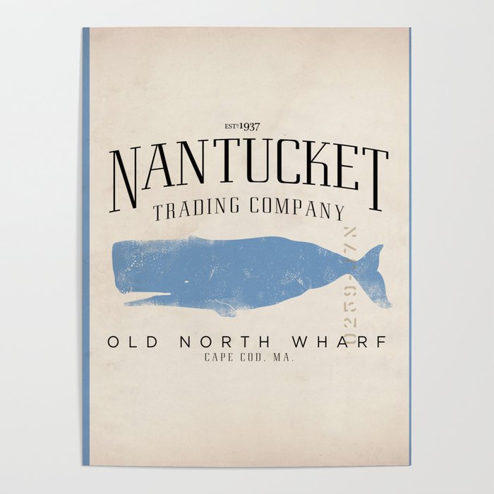 Nantucket whale nautical ocean wharf Massachusetts cottage beach house art Poster Gallery Image 4