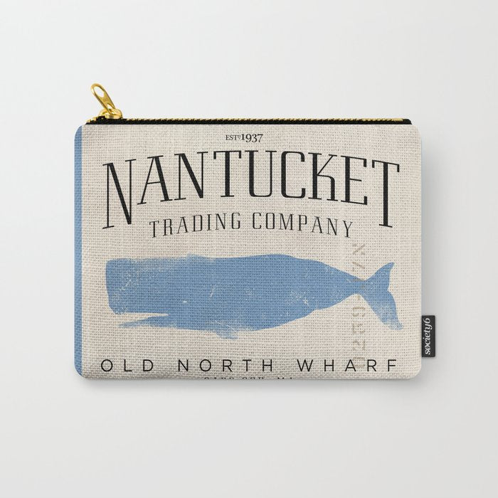 Nantucket whale nautical ocean wharf Massachusetts cottage beach house art Carry All Pouch Gallery Image 1