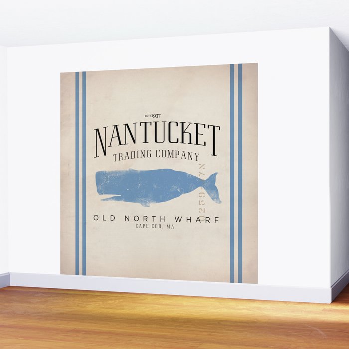 Nantucket whale nautical ocean wharf Massachusetts cottage beach house art Wall Mural Gallery Image 2