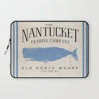 Nantucket whale nautical ocean wharf Massachusetts cottage beach house art Laptop Sleeve Gallery Image 1