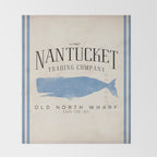 Nantucket whale nautical ocean wharf Massachusetts cottage beach house art Throw Blanket Gallery Image 2