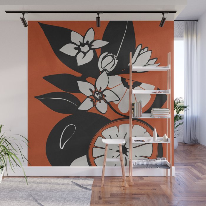 Line Art Oranges 2 Wall Mural Gallery Image 1