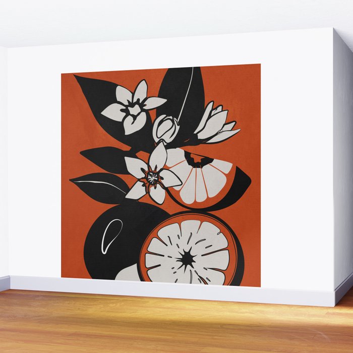 Line Art Oranges 2 Wall Mural Gallery Image 2