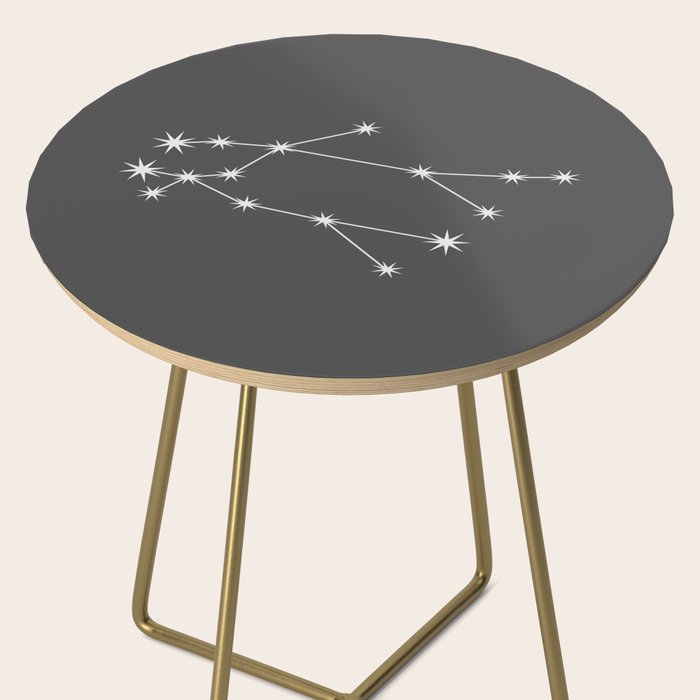 Gemini Zodiac Star Constellation Line Art Grey Side Table Gallery Image 2
