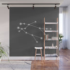 Gemini Zodiac Star Constellation Line Art Grey Wall Mural Gallery Image 1