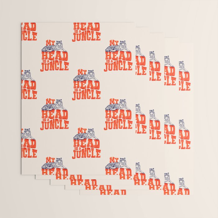 My Head is a Jungle-Tiger typography Wrapping Paper Gallery Image 3