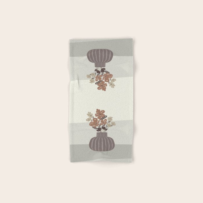 Wildflower bouquet in vase illustration - pantone brown mocha mousse Bath Towel Gallery Image 1