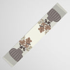 Wildflower bouquet in vase illustration - pantone brown mocha mousse Table Runner Gallery Image 3
