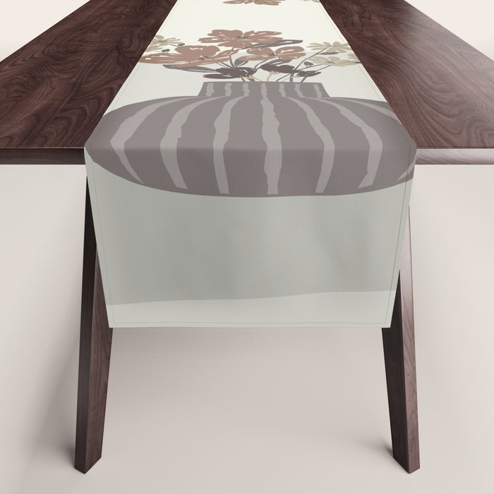 Wildflower bouquet in vase illustration - pantone brown mocha mousse Table Runner Gallery Image 1