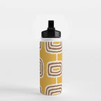 Mid Century Modern Atomic Rings Pattern 263 Yellow Brown and Beige Water Bottle Gallery Image 2