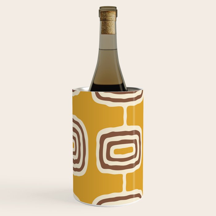 Mid Century Modern Atomic Rings Pattern 263 Yellow Brown and Beige Wine Chiller Gallery Image 3