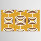 Mid Century Modern Atomic Rings Pattern 263 Yellow Brown and Beige Tablecloth Gallery Image 2