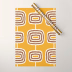 Mid Century Modern Atomic Rings Pattern 263 Yellow Brown and Beige Wrapping Paper Gallery Image 1