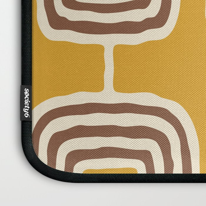 Mid Century Modern Atomic Rings Pattern 263 Yellow Brown and Beige Laptop Sleeve Gallery Image 3