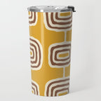 Mid Century Modern Atomic Rings Pattern 263 Yellow Brown and Beige Travel Mug Gallery Image 2
