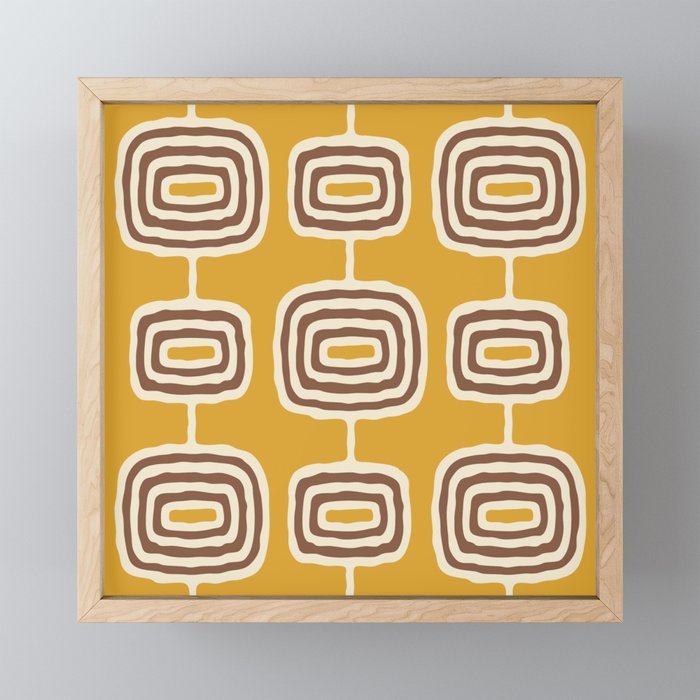 Mid Century Modern Atomic Rings Pattern 263 Yellow Brown and Beige Mini Art Print Gallery Image 1