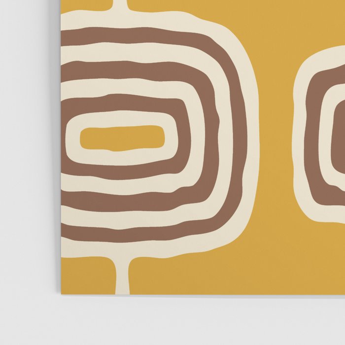 Mid Century Modern Atomic Rings Pattern 263 Yellow Brown and Beige Poster Gallery Image 3