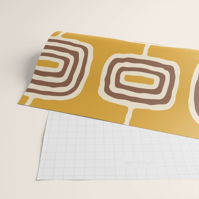 Mid Century Modern Atomic Rings Pattern 263 Yellow Brown and Beige Wrapping Paper Gallery Image 2