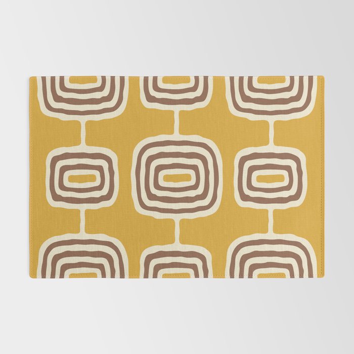 Mid Century Modern Atomic Rings Pattern 263 Yellow Brown and Beige Rug Gallery Image 2