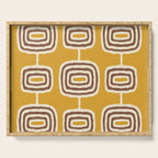 Mid Century Modern Atomic Rings Pattern 263 Yellow Brown and Beige Serving Tray Gallery Image 1