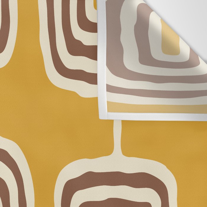 Mid Century Modern Atomic Rings Pattern 263 Yellow Brown and Beige Wall Tapestry Gallery Image 3