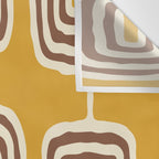 Mid Century Modern Atomic Rings Pattern 263 Yellow Brown and Beige Wall Tapestry Gallery Image 3