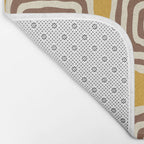 Mid Century Modern Atomic Rings Pattern 263 Yellow Brown and Beige Bath Mat Gallery Image 2
