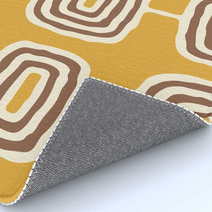 Mid Century Modern Atomic Rings Pattern 263 Yellow Brown and Beige Rug Gallery Image 4