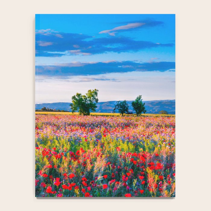 Red poppy field floral blossom landscape color photograph Notebook Gallery Image 4