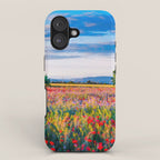 Red poppy field floral blossom landscape color photograph iPhone Case Gallery Image 1