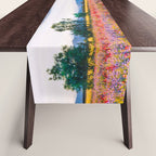 Red poppy field floral blossom landscape color photograph Table Runner Gallery Image 1