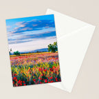 Red poppy field floral blossom landscape color photograph Stationery Card Gallery Image 2