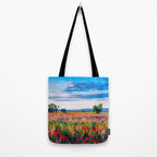 Red poppy field floral blossom landscape color photograph Tote Bag Gallery Image 2