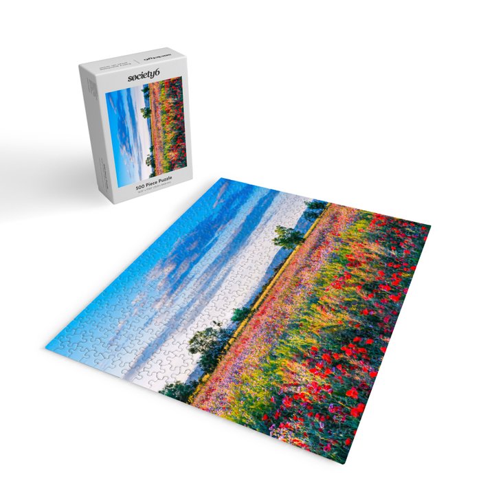 Red poppy field floral blossom landscape color photograph Jigsaw Puzzle Gallery Image 2